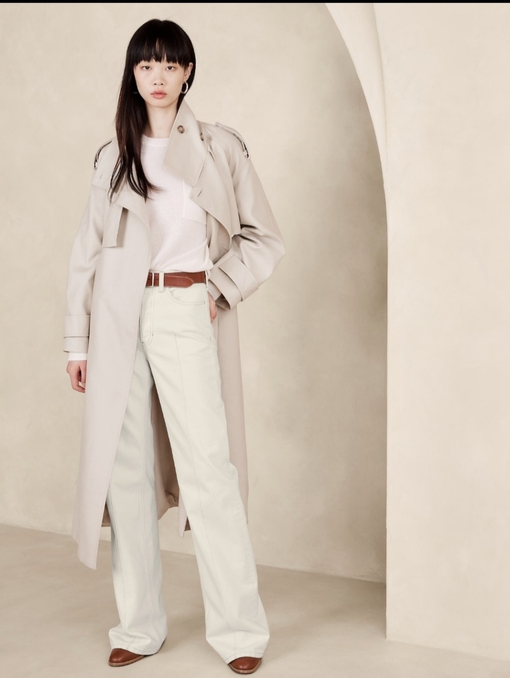 NWT Banana Republic Pintuck Jeans Sz 29P Ecru Summer Cream Wide Leg $150